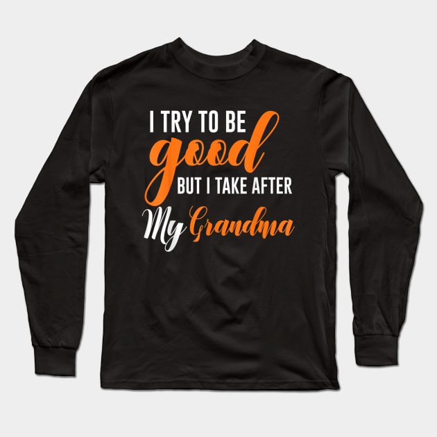 I try to be good but i take after my grandma Long Sleeve T-Shirt by WILLER